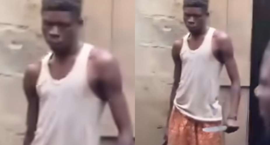 Dramatic scene unfolds as alleged thief brandishes knife, refuses to surrender to angry crowd