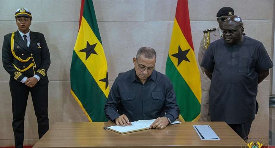 Helicopter crash: So Tom and Prncipe President lands in Accra to commiserate with Ghanaians