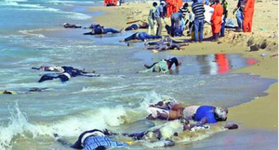 Some Libyans who were washed ashore in 2015