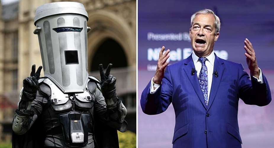 Reform UK leader Nigel Farage (right) faces off against his main rival, joke candidate, Count Binface. -  Henry Nicholls, AFP