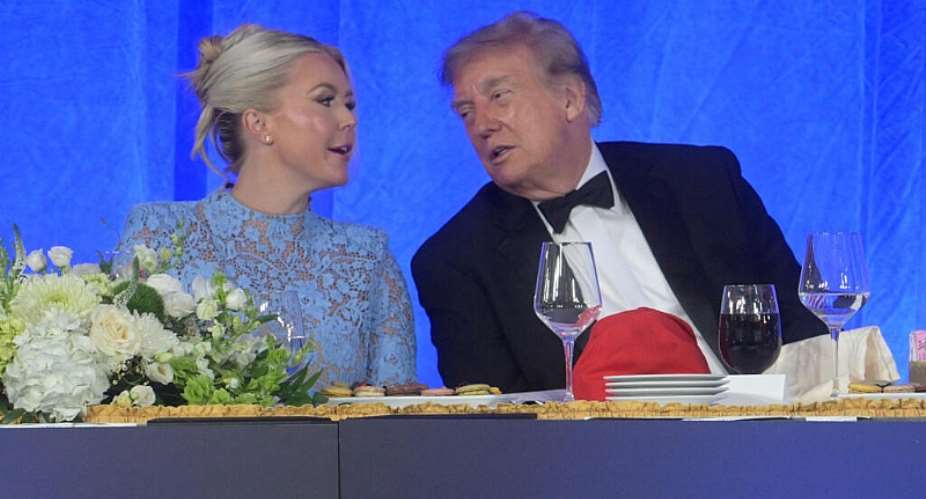 President Donald Trump talks with White House Press Secretary Karoline Leavitt at the White House Correspondents Association dinner in Washington, DC on July 24, 2026. -  Rod Lamkey, AP