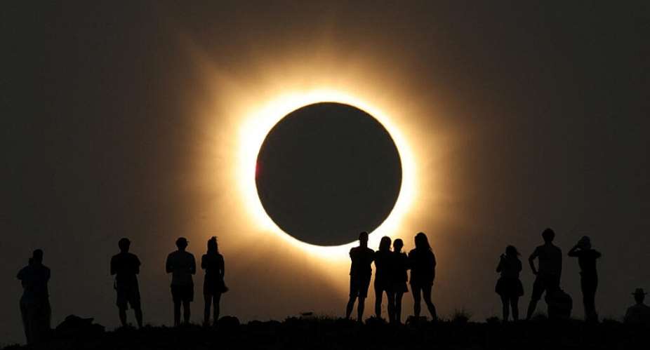 The moon completely covers the sun during a total solar eclipse as seen from the Javalambre Astrophysical Observatory in Arcos de las Salinas, near Teruel, Spain, August 12, 2026. - REUTERS - Christian Hartmann
