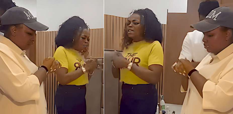 Funke Akindele Prays For Lateef Adedimeji, Mo Bimpes Triplets At Thanksgiving