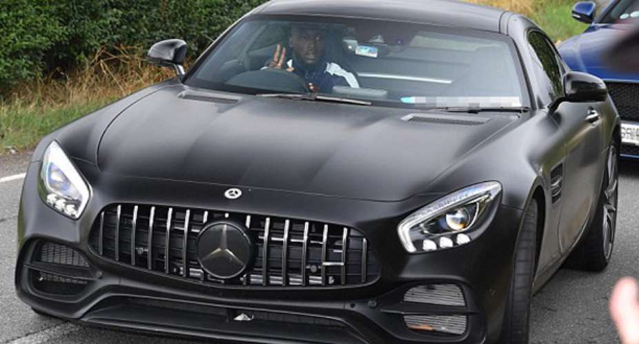 Lukaku drove into Carrington in a brand new black Mercedes AMG-GT Coupe