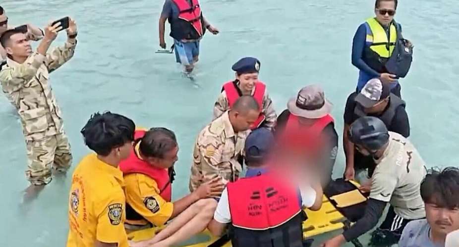 A French family is rescued on August 15, 2026, after their jet ski capsized off Koh Samui island, leaving them adrift at sea for more than 16 hours. -  Samui Provincial Office via AFP