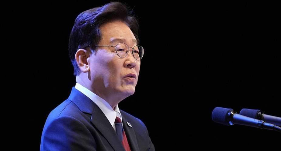 South Korean President Lee Jae Myung speaks during a ceremony to celebrate the 81st anniversary of the Korean Liberation Day in Seoul on August 15, 2026. -  Lee Jin-man, AP