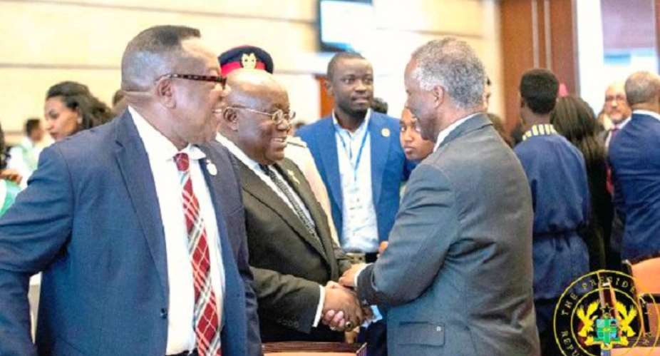Akufo-Addo interacts with former South African President, Thabo Mbeki, photo credit: Ghana media