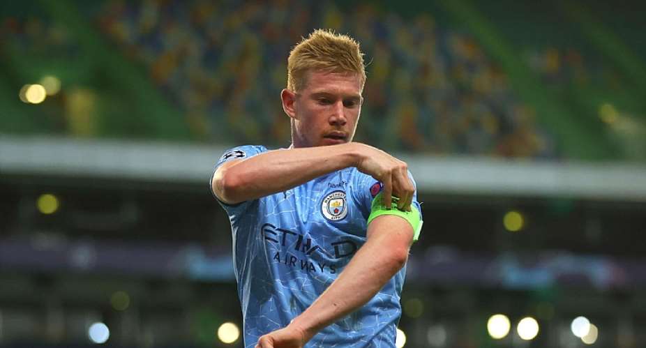 Kevin De Bruyne of Manchester City adjusts his captains armband during the UEFA Champions League Quarter Final match between Manchester City and Lyon at Estadio Jose Alvalade on August 15, 2020 in Lisbon, PortugalImage credit: Eurosport