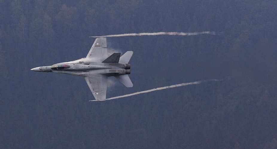 An F-18 multirole fighter aircraft of the Finnish Air Force performs at the Airpower 24 air show in Zeltweg, Austria, on September 6, 2024. -  Erwin Scheriau, AFP