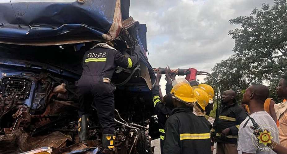 Driver trapped in trailer rescued after accident on Kintampo-Tamale Highway