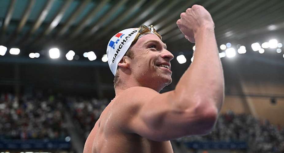 Frances Lon Marchand reacts after winning the 400 meters freestyle during the European Swimming Championships in Saint-Denis, near Paris on August 16, 2026. -  Emma Da Silva, AP