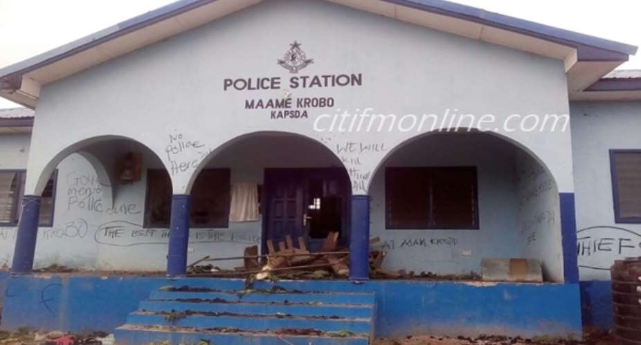 Afram Plains residents besiege police station Photos