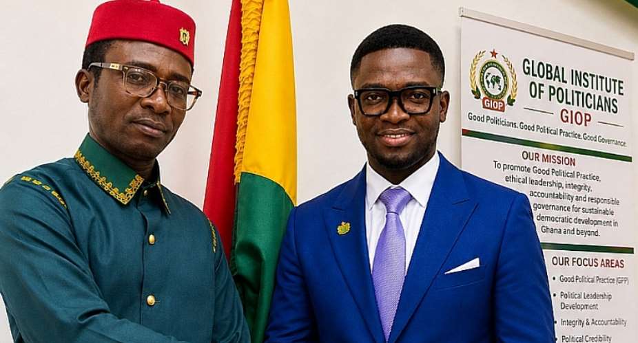 From left to right is Dr. Nana Kwabena Kwaning Snr.  President @Global Institute of Politicians-GIOP  &  Jenora K. Nana Kwame Ofodi Nkrumah  Modern Ghana Column Journalist 