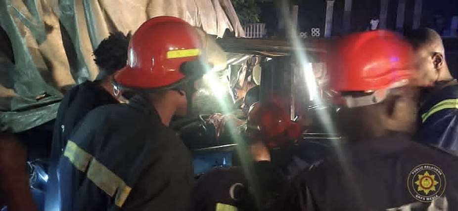 GNFS rescues trapped man, salvages GH¢50,000 in Suhum road crash