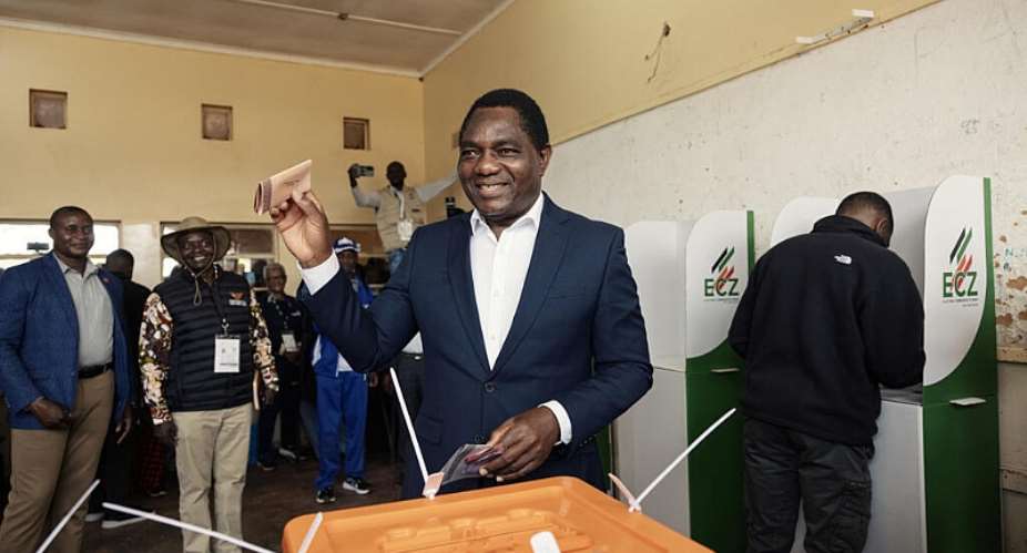 Zambias president, Hakainde Hichilema, votes in Lusaka on August 13, 2026. -  Gianluigi Guercia, AFP