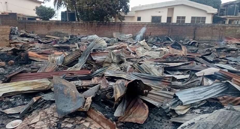 Fire destroys 27 wooden structures at Spintex estate
