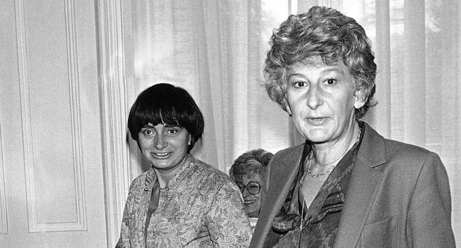 Yvette Roudy (right) with French film director Agnes Varda on 17 November, 1981, shortly after being appointed France’s minister for women’s rights. - ASSOCIATED PRESS - Herve Merliac