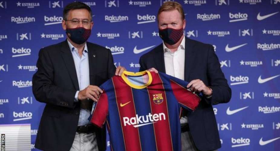Barcelona's new manager Ronald Koeman at a press conference on Wednesday