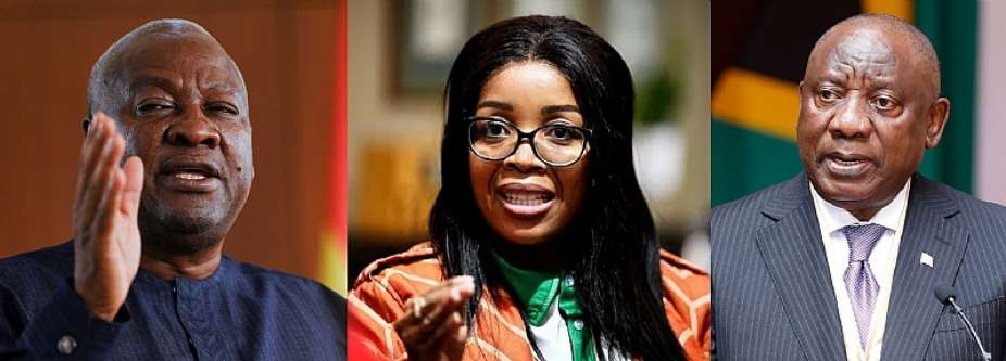 Ghana President John Dramani Mahama; South African Political Activist Jacinta Ngobese-Zuma; and South Africa President Cyril Matamela Ramaphosa