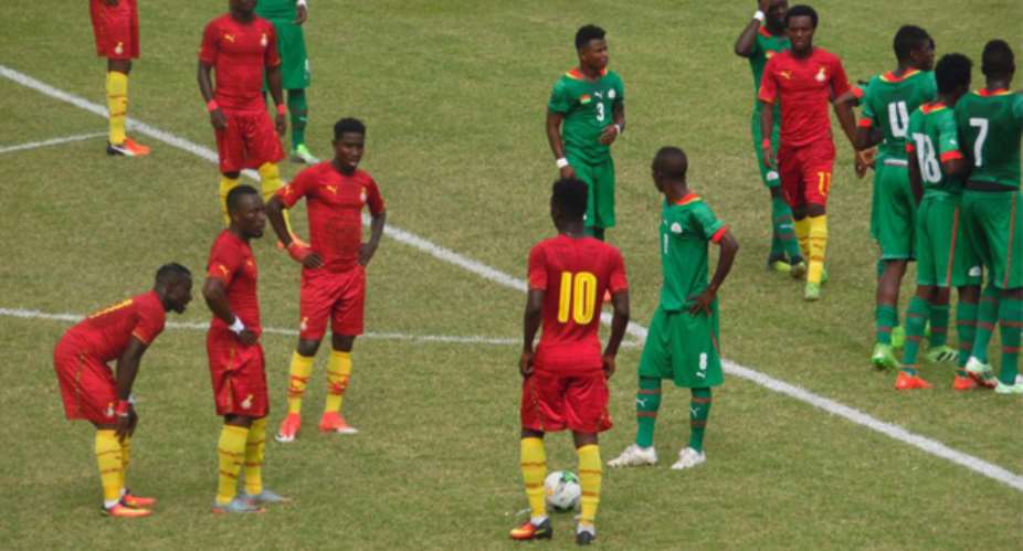 Dejected players of the Black Stars Team B