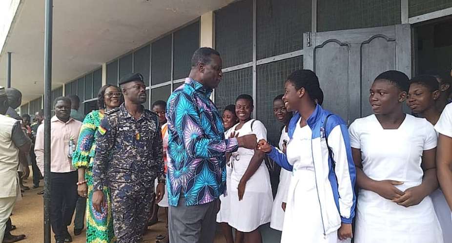 Dr Autwum interacting with Afia Kobi SHS students