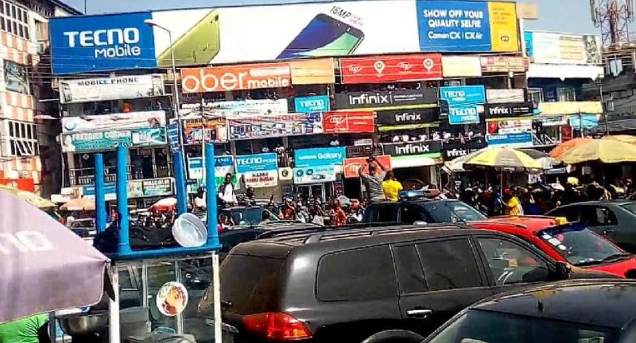 Tip Toe Lane at the Kwame Nkrumah Circle is one spot for foreigners engaged in retailing mobile phones