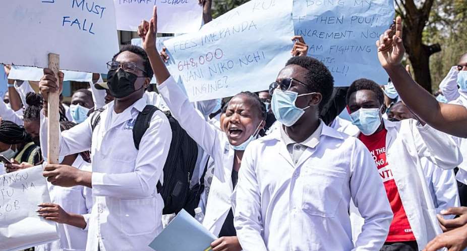 University of Nairobi medical students protest over a bid to increase tuition fees. - Source: Photo by Patrick Meinhardt  AFP via Getty Images