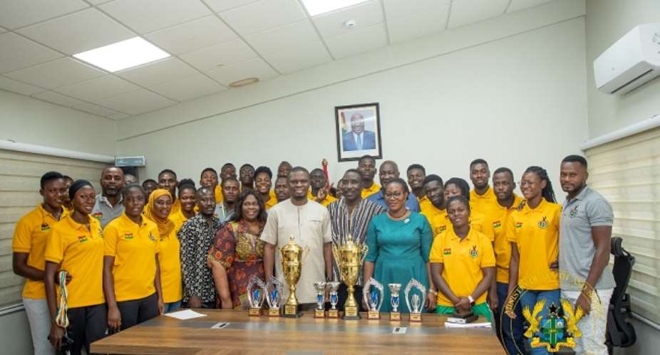 Ghana National Volleyball Federation present trophies Sports Minister