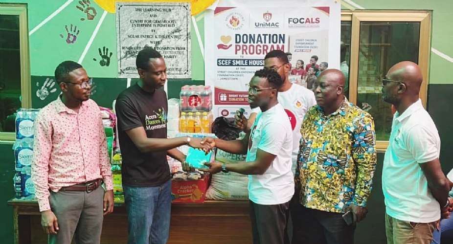 UniMAC students donatefood and stationery items to Street Children Empowerment Foundation