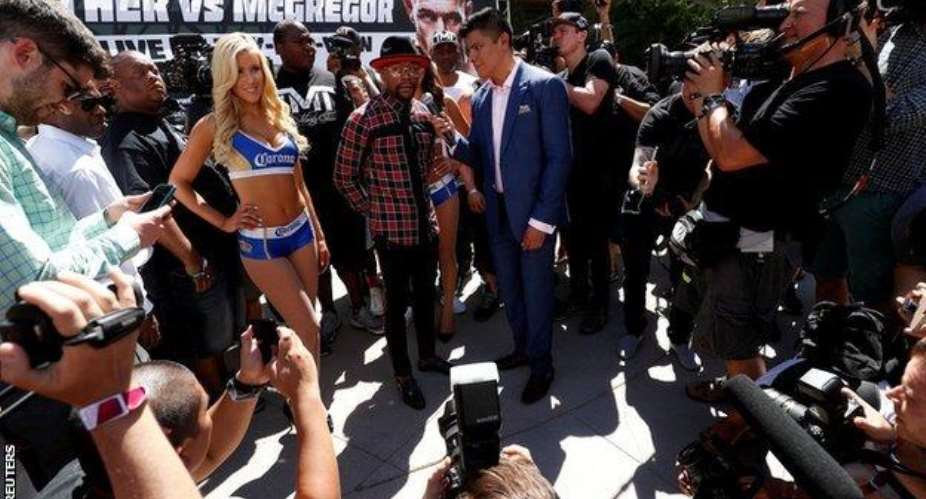 Floyd Mayweather v Conor McGregor: Chaos at media event in Las Vegas
