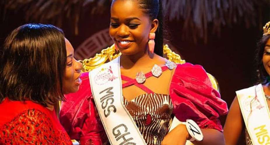 Monique being decorated with Miss Ghana sash