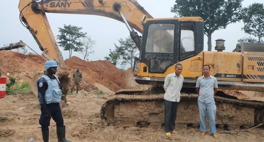 One of the seized excavators and the Chinese