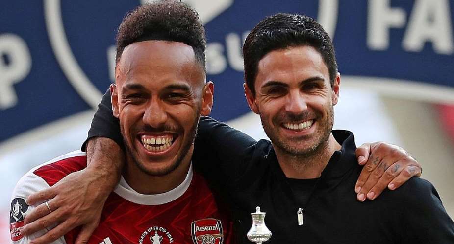 PIERRE-EMERICK AUBAMEYANG AND MIKEL ARTETAIMAGE CREDIT: GETTY IMAGES