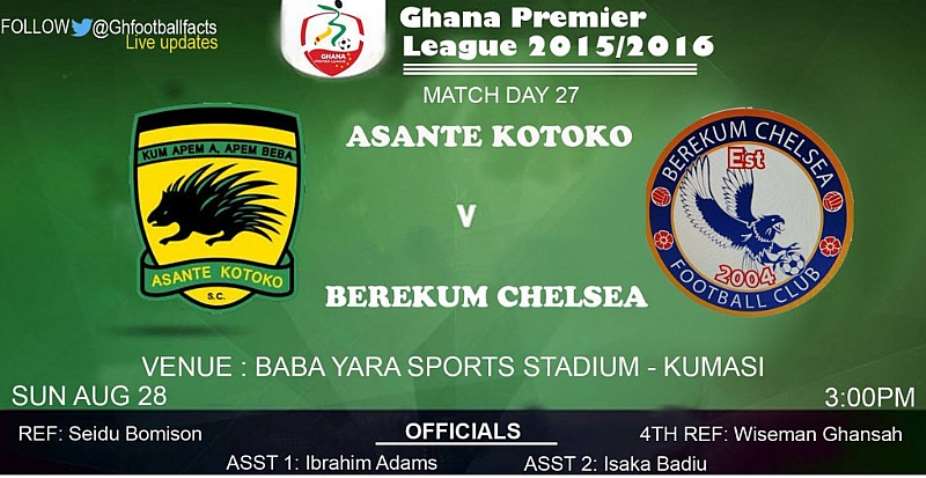 Ghana Premier League LIVE play-by-play: Asante Kotoko - Berekum Chelsea