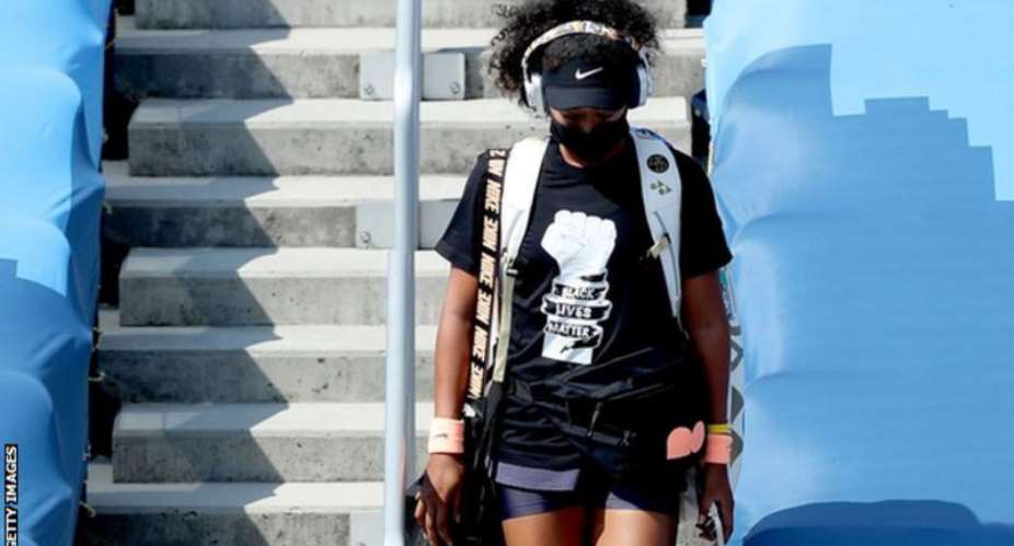 Osaka wore a Black Lives Matter t-shirt as she walked onto court for her semi-final on Friday