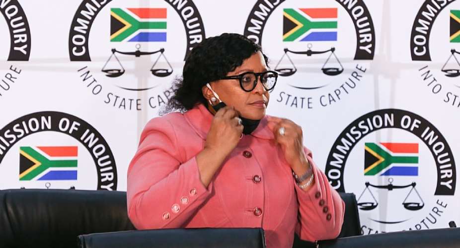 Former South African government minister Nomvula Mokonyane, a leading member of the ruling ANC, at the commission probing grand corruption. - Source: Luba LesolleGallo Images via Getty Images