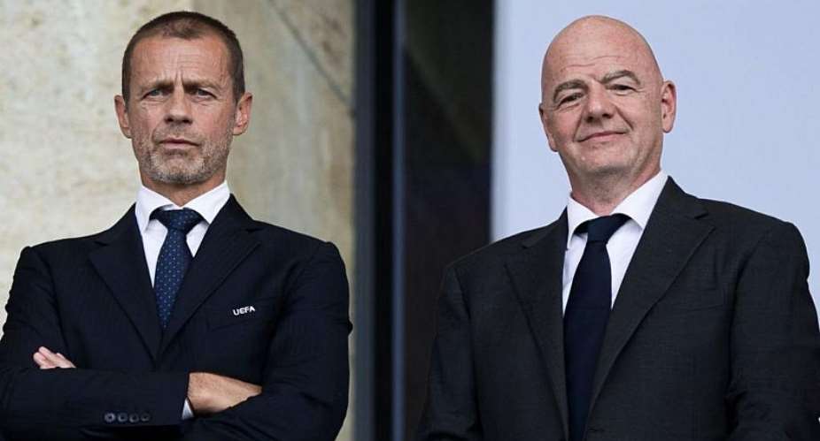 Getty ImagesImage caption: The relationship between Uefa president Aleksander Ceferin (left) and Fifa president Gianni Infantino (right) has worsened in recent months