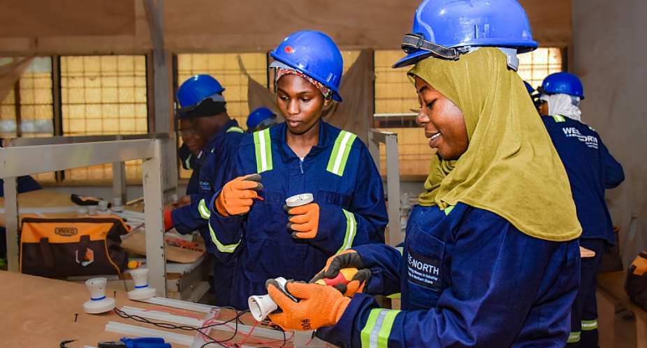 Girls in training at WEE-NORTH TVET school