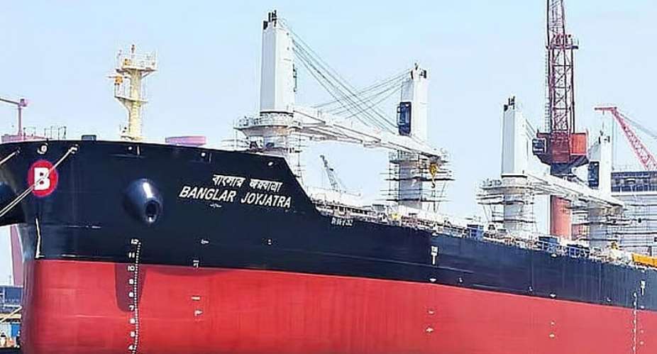 The Banglar Joyjatra, the Bangladeshi bulk carrier whose crew endured 115 days caught up in the Gulf conflict before finally escaping through the Strait of Hormuz in June 2026. -  Bangladesh Shipping Corporation