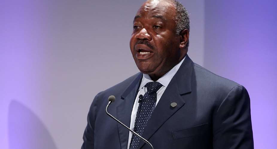 Gabon President Ali Bongo Ondimba speaks during a trade conference in London in 2018.  - Source: Chris Jackson/Getty Images