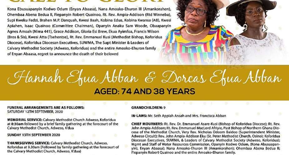 CALL TO GLORY: Hannah Efua Abban And Dorcas Efua Abban