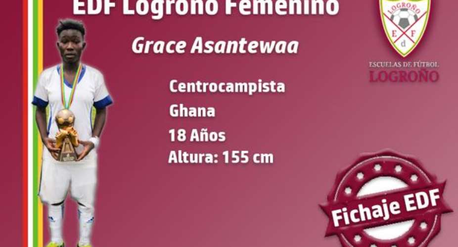 OFFICIAL: Black Queens Midfielder Grace Asantewaa Joins Spanish Side Logroo