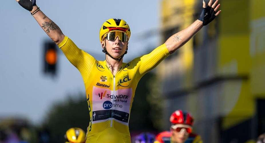 Lorena Wiebes won the second stage of the 2026 Womens Tour de France to keep the yellow jersey after winning the opening stage. The 27-year-old Dutchwoman also set a record for most stage victories at the five-year-old race. - Jean-Christophe Bott/Keystone vi - Jean-Christophe Bott