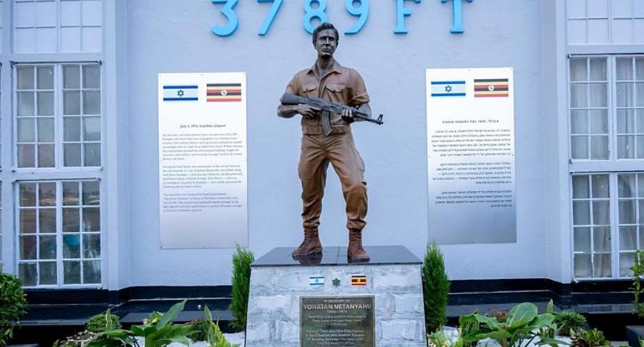 This monument honors the late Yoni Netanyahu, brother of Israeli Prime Minister Benjamin Netanyahu, at the old terminal of Entebbe International Airport in Entebbe, Uganda, here as unveiled on 1 August, 2026. - Uganda Peoples Defence Forces P - Uganda Peoples Defence Forces P