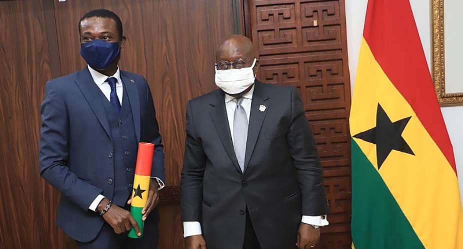 President Akufo-Addo Right with Special Prosecutor Kissi Agyebeng Left