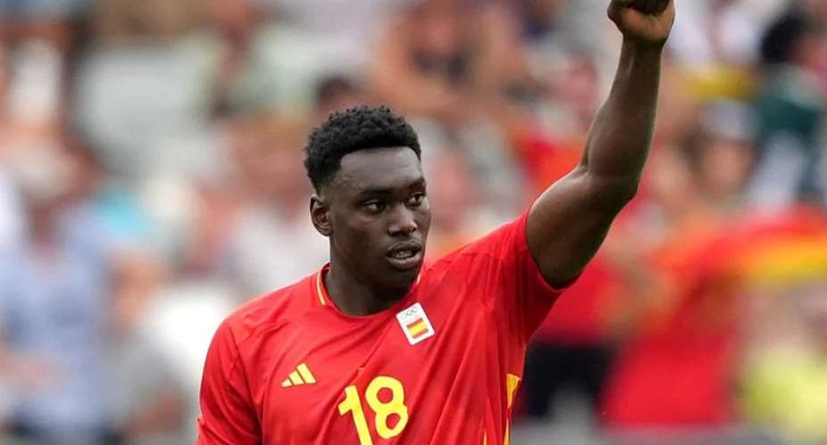 Samu Omorodion in action for Spain at the Paris Olympics Credit: Getty Images/Juan Manuel Serrano Arce