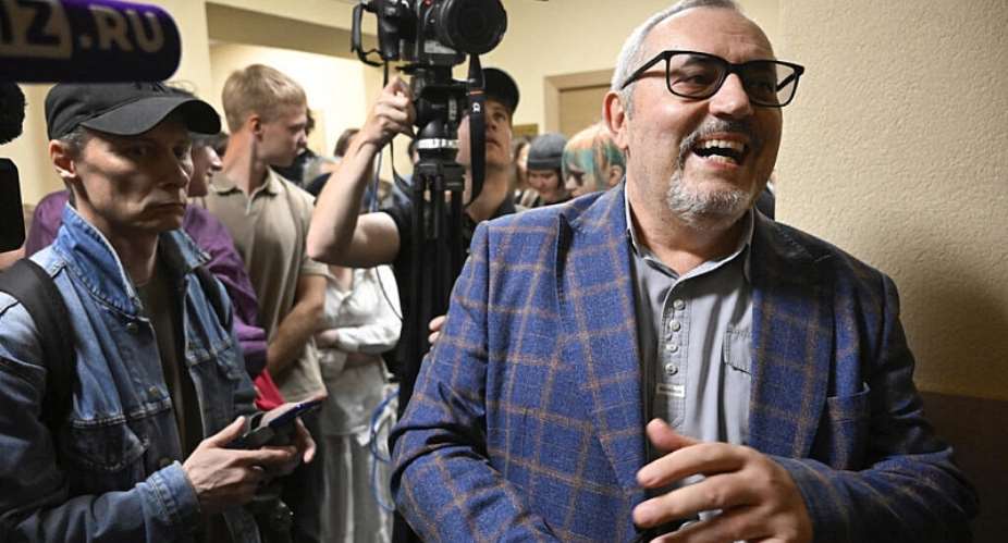 Boris Nadezhdin, charged with demonstrating extremist symbols, appears in court in the town of Dolgoprudny in the Moscow region on 17 July. - AFP - ALEXANDER NEMENOV