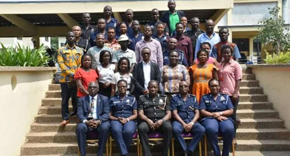 The journalists with some police officers after the training