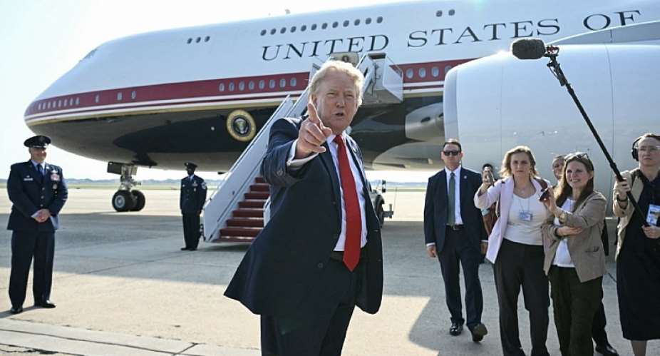 US President Donald Trump speaks to the press before he boards Air Force One for his first flight aboard the Boeing 747-8 that Qatar gifted the United States to use for executive travel, at Joint Base Andrews, in Maryland, July 1, 2026. -- AFP