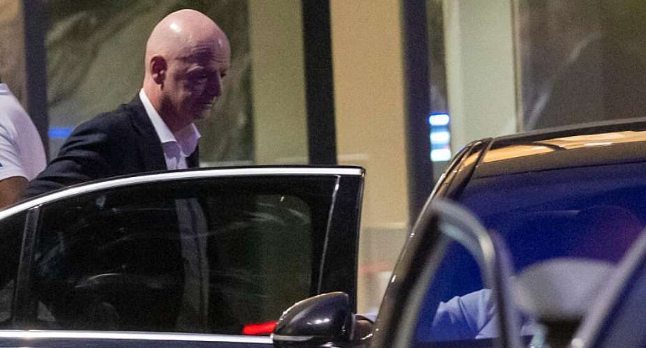 FIFA president Gianni Infantino leaves after attending a Women AFCON 2026 soccer match between Malawi and Zambia, in Rabat, Morocco, 5 August 2026. -  AP Photo
